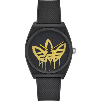 Zegarek damski Adidas AOST22038 38mm Koperta ze stali nierdzewnej Czarny pasek silikonowy Zegarek analogowy kwarcowy