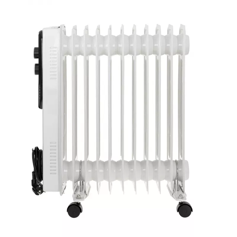 Adler AD 7817 Olejowy grzejnik radiatorowy, 11 żeberek, 2500W, 3 poziomy grzania, regulowany termostat, ochrona przed przegrzaniem i przewróceniem, kółka i uchwyt, czarny