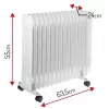 Adler AD 7819 Olejowy grzejnik radiatorowy, 2000W, 9 żeberek, 3 poziomy grzania, termostat regulowany, ochrona przed przegrzaniem, wbudowane kółka, biały/szary