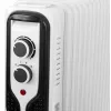 Adler AD 7819 Olejowy grzejnik radiatorowy, 2000W, 9 żeberek, 3 poziomy grzania, termostat regulowany, ochrona przed przegrzaniem, wbudowane kółka, biały/szary