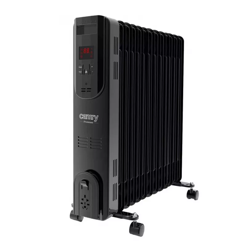 Adler Camry CR 7814 Olejowy grzejnik z pilotem, 2500 W, 3 poziomy mocy, 11 żeberek, cyfrowy termostat, 24-godzinny timer, wyświetlacz LED, ochrona przed przegrzaniem i przewróceniem, czarny