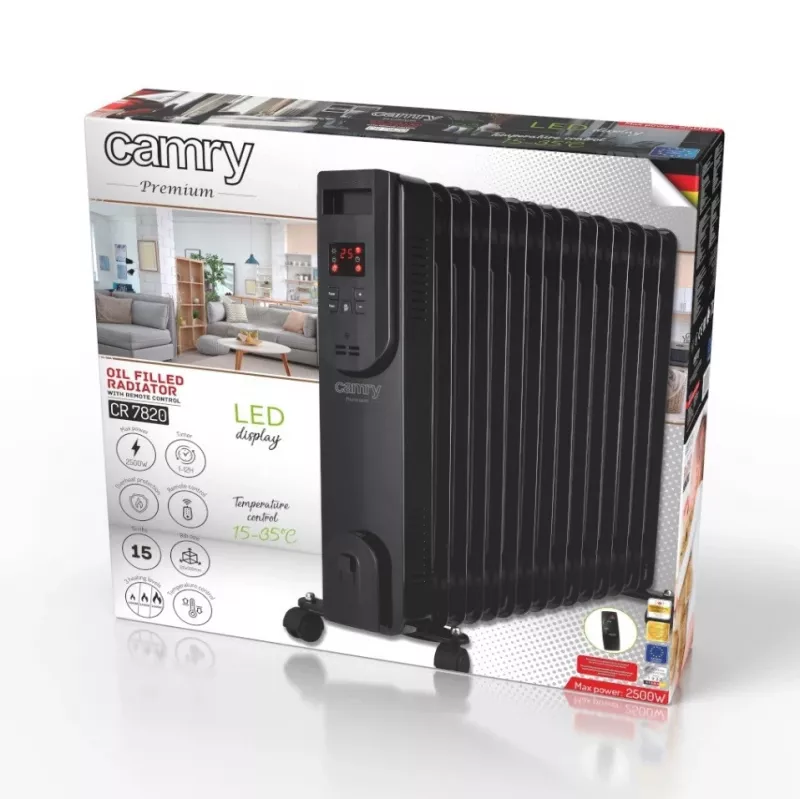 Adler Camry Olejowy Grzejnik CR 7820 2000W 9-żebrowy Grzejnik Olejowy Biały/Szary