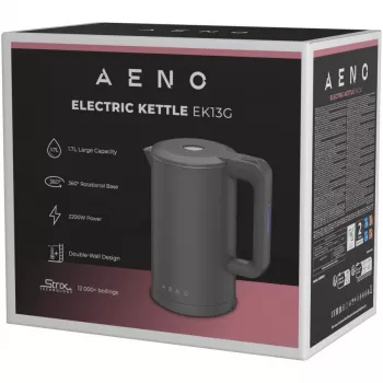 AENO Czajnik elektryczny AEK0013G, szary, 1.7L, 1850-2200W, Sterownik Strix