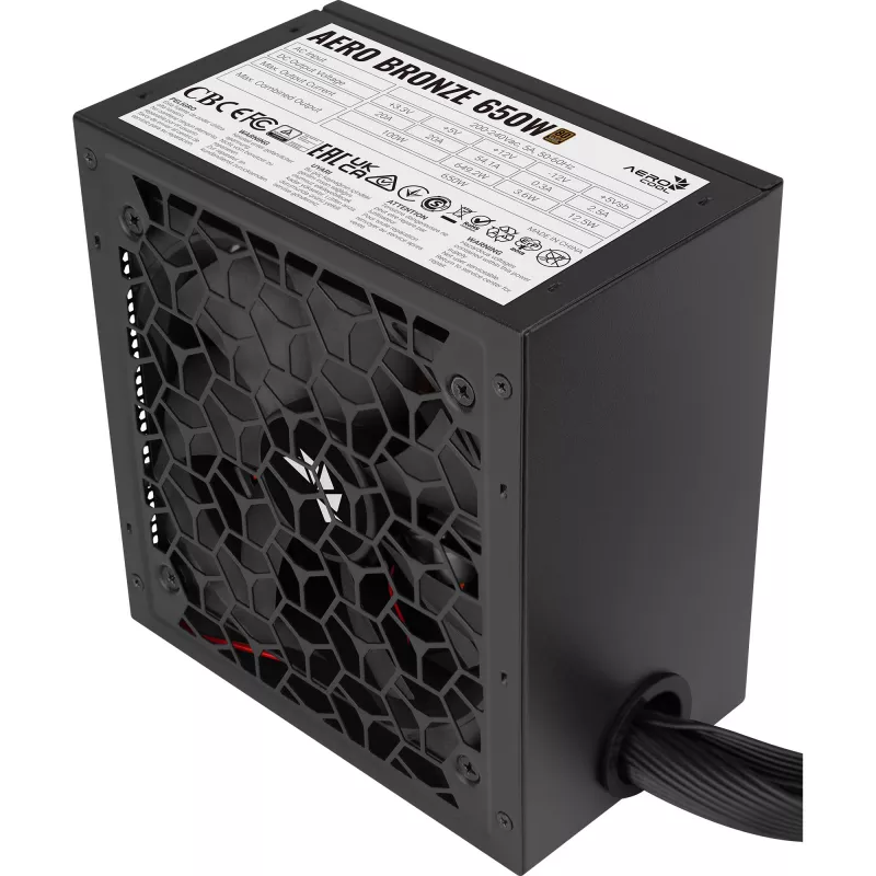 Aerocool B509A Flow-G-BK-v1 Mid Tower PC Case z zasilaczem 650W, szkłem hartowanym, czarny