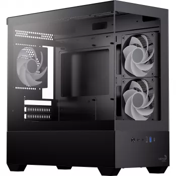AEROCOOL P300D G-BK-v1 Mini Tower ATX Case, Black, Tempered Glass