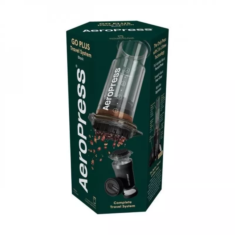 AeroPress Go Plus Przenośny Ekspres do Kawy z Termosem - Czarny