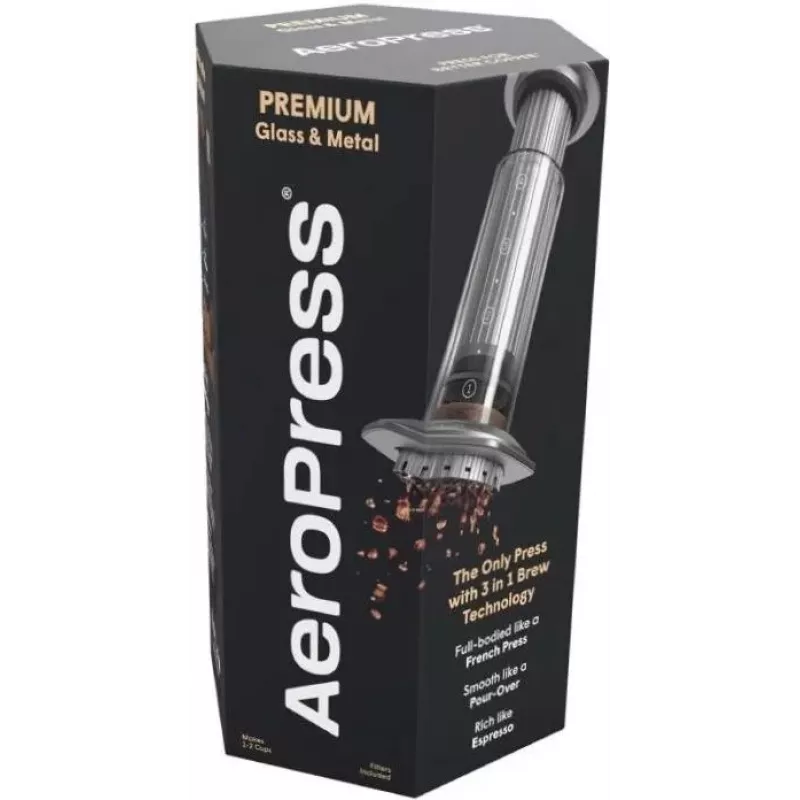 AeroPress Premium Ekspres do Kawy z 350 Filtrami, Ręczne Espresso i Cold Brew, bez BPA, Ciemnoszary