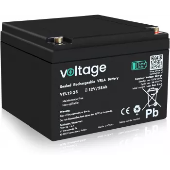 Akumulator AGM Voltage Long Life 12V 28Ah VEL12-28 (żywotność 15 lat)