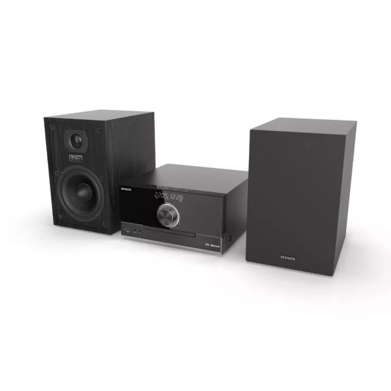 Aiwa MSBTU-600 50W Bluetooth CD Mikro wieża Hi-Fi z radiem FM, USB, wejściem Aux, wyświetlaczem LED, pilotem, czarna