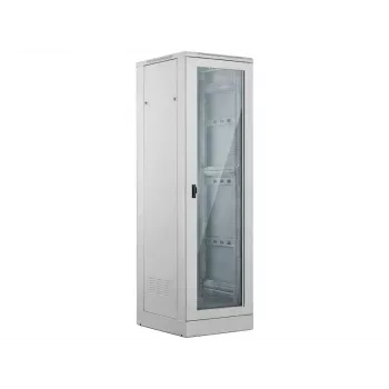 ALANTEC 24U Serwerowa Szafa Rack 600x600mm, Szara, Drzwi Przednie Szklane, Drzwi Tylne Metalowe, Zamykana, 4 Prowadnice Montażowe, Cokół w Zestawie, Samodzielny Montaż