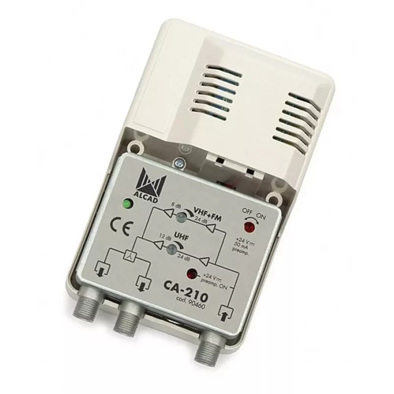 ALCAD CA-210 wzmacniacz VHF-UHF, 1 wejście / 2 wyjścia