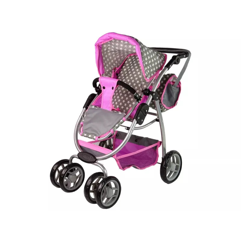 ALICE Baby Doll Stroller 2-in-1 Carrycot Bag Pink Stars