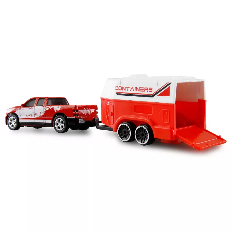 AMEWI RC Pickup Die Cast z Przyczepą dla Koni 1:64 RTR Czerwony (22681)