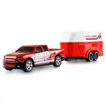 AMEWI RC Pickup Die Cast z Przyczepą dla Koni 1:64 RTR Czerwony (22681)