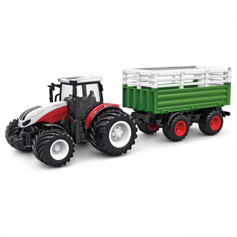 AMEWI Zdalnie sterowany traktor z przyczepą do przewozu zwierząt 1:24 4WD 2,4GHz (22601)