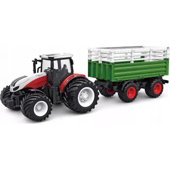 AMEWI Zdalnie sterowany traktor z przyczepą do przewozu zwierząt 1:24 4WD 2,4GHz (22601)