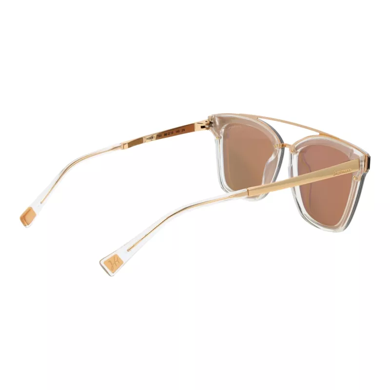 ANA HICKMANN HI9081-66T03 Okulary przeciwsłoneczne damskie motylkowe, złota oprawka, brązowe soczewki gradientowe 66mm