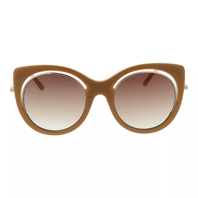 Okulary przeciwsłoneczne damskie ANA HICKMANN AH9265-54H02 Havana Acetate Square Frame Brown Gradient Lens 54mm