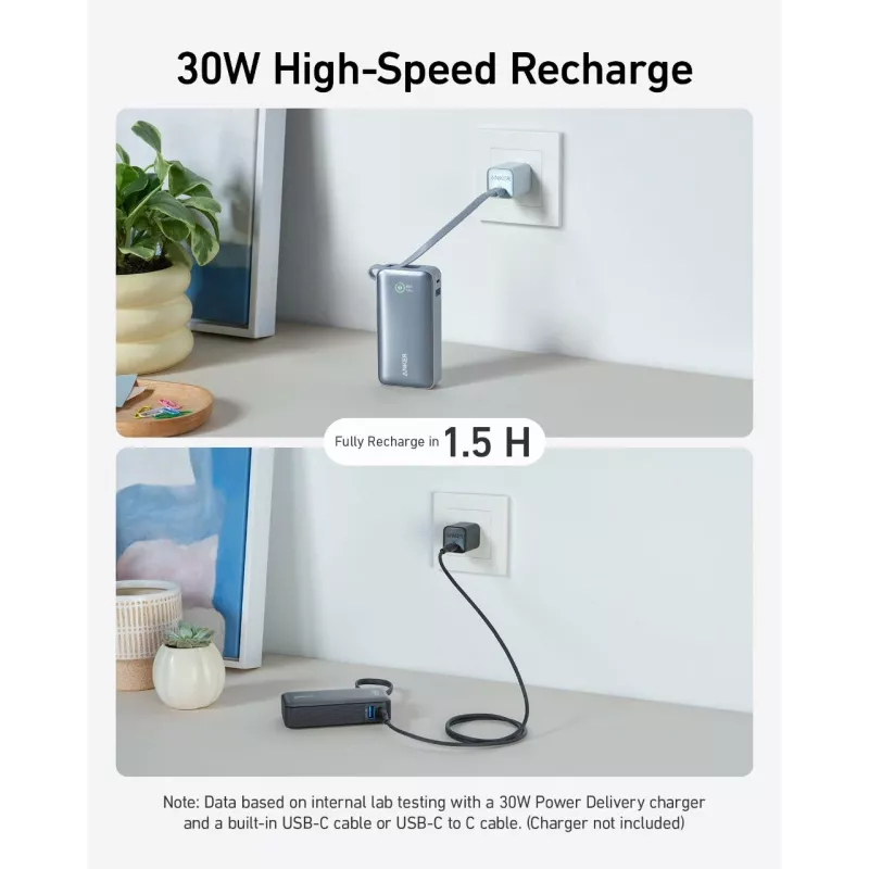 Anker Innovations Anker Nano Power Bank 10000 mAh 30 W 3 A 2 porty wyjściowe (USB-C, USB)