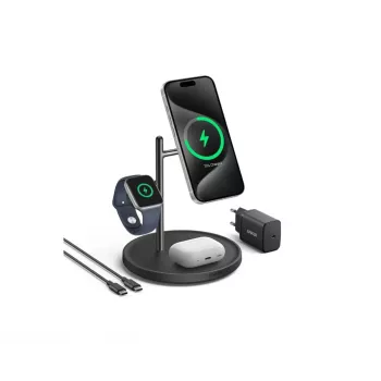 Anker MagGo B25M3312 stacja Qi2 3 w 1, 15 W dla telefonu, czarna