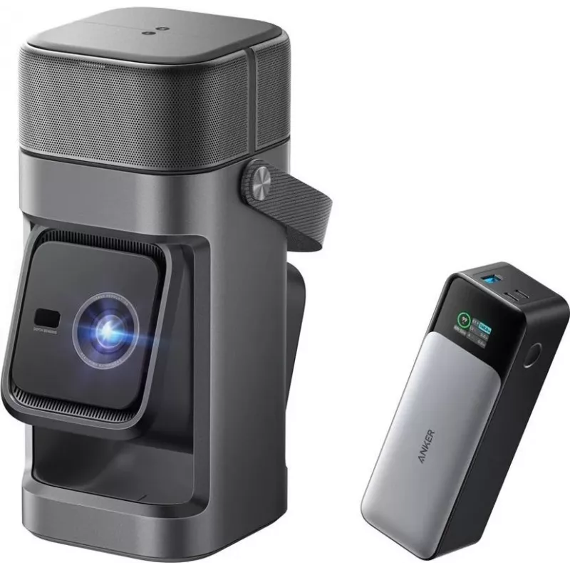 Anker Nebula P1 Przenośny Projektor z Odpinanymi Głośnikami, Full HD 1080p, 650 ANSI Lumenów, Dźwięk Przestrzenny 2.0 20W, Android TV 11, Szary