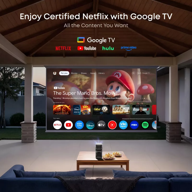 Anker Nebula P1 Przenośny Projektor z Odpinanymi Głośnikami, Full HD 1080p, 650 ANSI Lumenów, Dźwięk Przestrzenny 2.0 20W, Android TV 11, Szary