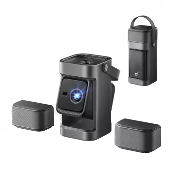 Anker Nebula P1 Przenośny Projektor z Odpinanymi Głośnikami, Full HD 1080p, 650 ANSI Lumenów, Dźwięk Przestrzenny 2.0 20W, Android TV 11, Szary