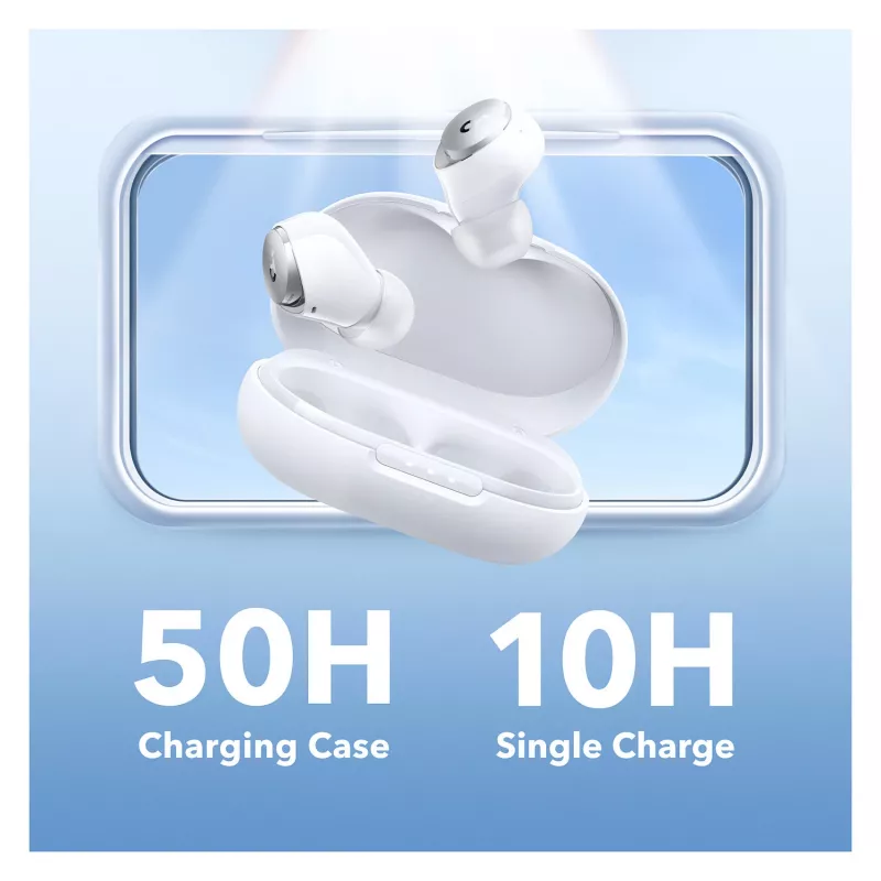 Anker Soundcore Space A40 Bezprzewodowe słuchawki douszne z redukcją szumów, Bluetooth 5.2, LDAC, IPX4, białe