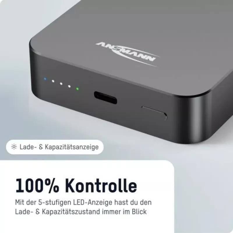 ANSMANN 1700-0199 10000 mAh Wireless Power Bank Antracyt