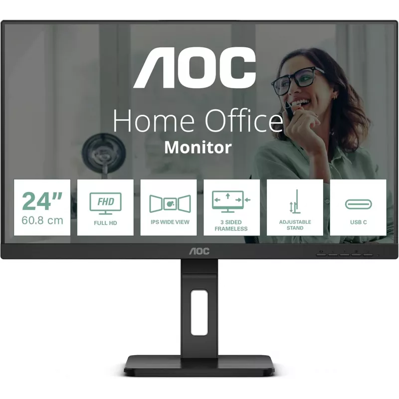AOC 24P3CV 24 inch Monitor IPS, 1920x1080, USB-C, HDMI, DP, VESA