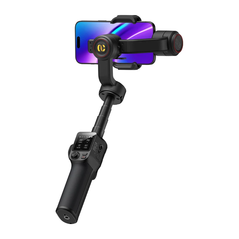 AOCHUAN S3 Smartphone Gimbal z AI Tracking, LED Dotykowym Ekranem, Światłem i Powerbankiem