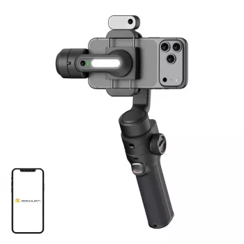 AOCHUAN S3 Smartphone Gimbal z AI Tracking, LED Dotykowym Ekranem, Światłem i Powerbankiem