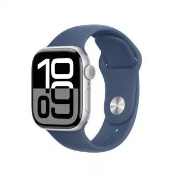 Apple Watch 10 LTE 42mm Alu, silver (QLA) – Smartwatch GPS + Cellular z srebrną aluminiową kopertą i sportowym paskiem Storm Blue