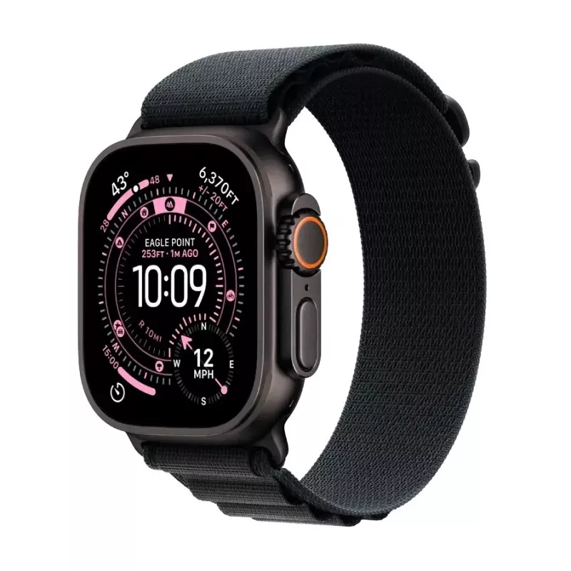 Apple Watch Ultra 3 GPS + Cellular 49mm Black Titanium Case with Black Alpine Loop - Large (Model A3281, MF0X4QR/A)