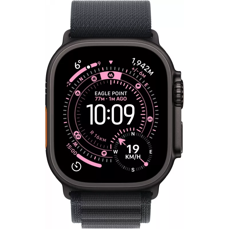 Apple Watch Ultra 3 GPS + Cellular 49mm Black Titanium Case with Black Alpine Loop - Large, Model A3281 MF0X4QI/A