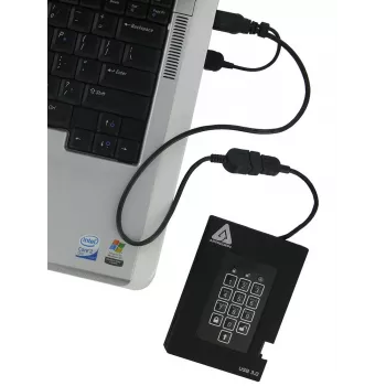 Apricorn Aegis Padlock Fortress A25-3PL256-500F External Hard Drive - 500GB - USB 3.2 Gen 1 - AES 256-bit Hardware Encryption - Black