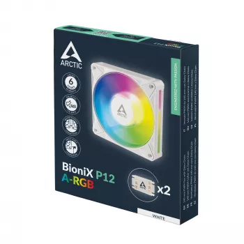 Arctic BioniX P14 A-RGB Biały 140mm PWM Wentylator obudowy z Daisy Chain, podświetlenie ARGB, 400-2500 RPM, 77.6 CFM