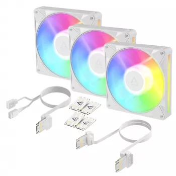 Arctic BioniX P14 A-RGB (Biały) Zestaw 3 szt. | 140 mm wentylator obudowy PWM z podświetleniem A-RGB, 400–2500 obr./min