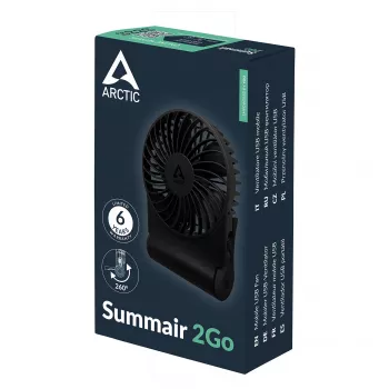 Arctic Summair 2Go Akumulatorowy Wentylator Biurkowy - 10 cm (Czarny)