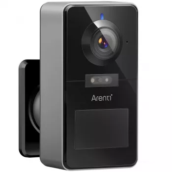 Arenti POWER1Q 2K Inteligentna kamera bezpieczeństwa zasilana baterią, AI Human Detection, Kolorowy noktowizor, IP65, Czarny