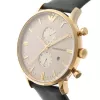 ARMANI AR0386 Męski Klasyczny Zegarek Kwarcowy Analogowy 40mm Srebrna Tarcza Brązowy Pasek Skórzany