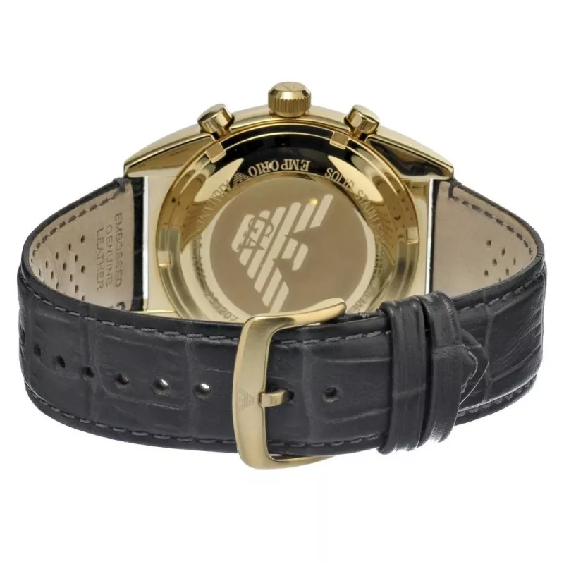 ARMANI AR0386 Męski Klasyczny Zegarek Kwarcowy Analogowy 40mm Srebrna Tarcza Brązowy Pasek Skórzany