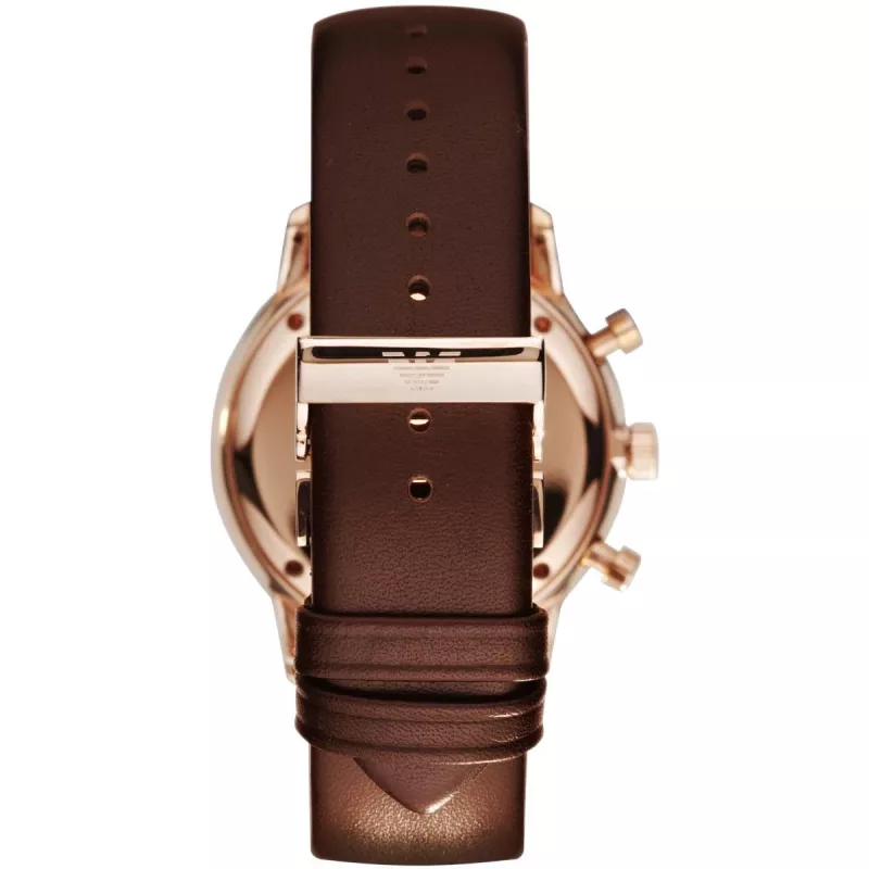 ARMANI AR0387 Męski Zegarek Kwarcowy Chronograf 42mm Czarna Tarcza Skórzany Pasek