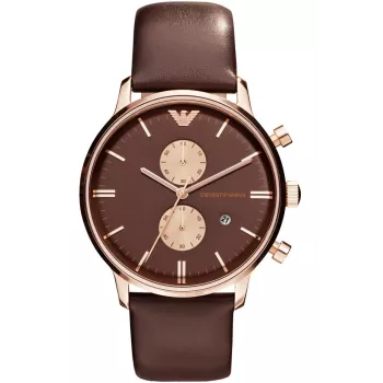 ARMANI AR0387 Męski Zegarek Kwarcowy Chronograf 42mm Czarna Tarcza Skórzany Pasek