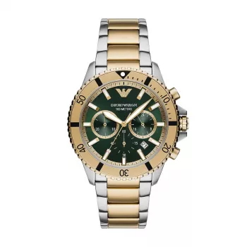 Armani AR11586 Męski zegarek kwarcowy z chronografem, 43 mm, niebieska tarcza, stal nierdzewna