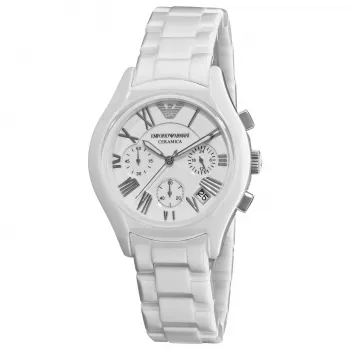 ARMANI AR1404 Ceramica Unisex Zegarek Kwarcowy Chronograf 38mm Czarna Ceramika