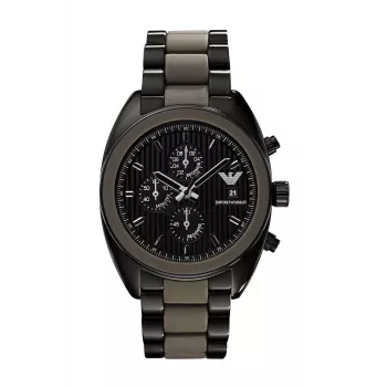 ARMANI AR5953 Męski Zegarek Kwarcowy Chronograf 43mm Czarna Tarcza Stal Nierdzewna z Paskiem Silikonowym