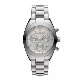 ARMANI AR5960 Damski Zegarek ze Stali Nierdzewnej w Kolorze Różowego Złota, Kwarcowy, Chronograf, 38mm
