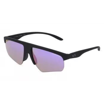 ARMANI EXCHANGE AX4123S80784V Męskie okulary przeciwsłoneczne prostokątne - czarna oprawa z propionianu z ciemnoszarymi lustrzanymi soczewkami