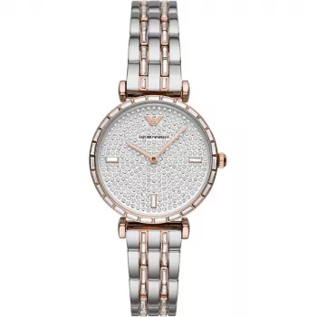 ARMANI Gianni T-Bar Zegarek damski AR11293 – 32mm Stal nierdzewna Kwarcowy Srebrna tarcza